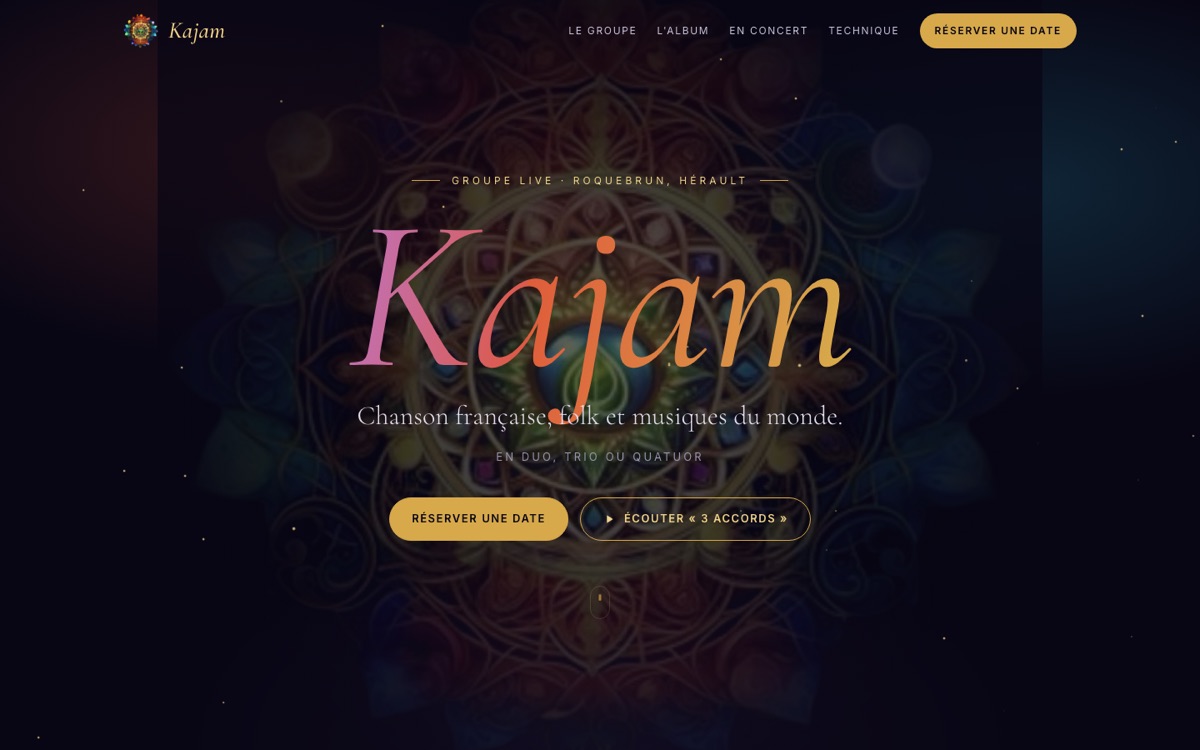 Page d'accueil du site kajam.fr